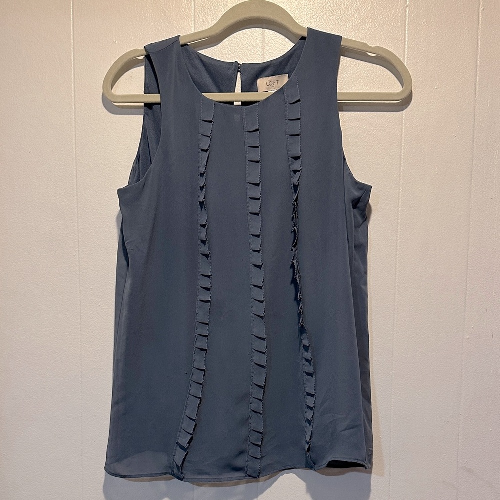 Loft size s gray ruffle blouse